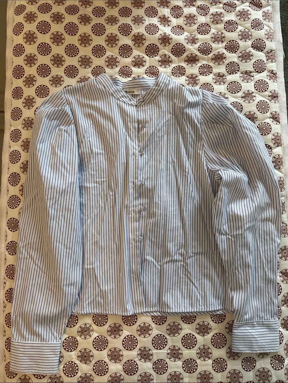 NWT Madewell Blue and White Vertical-Stripe Button-Down Shirt